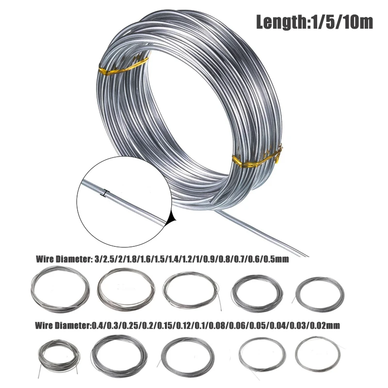 Stainless Wire Diameter 0.02-3.0mm Length 1m/5m/10m 304 Stainless Steel Wire Single Bright
