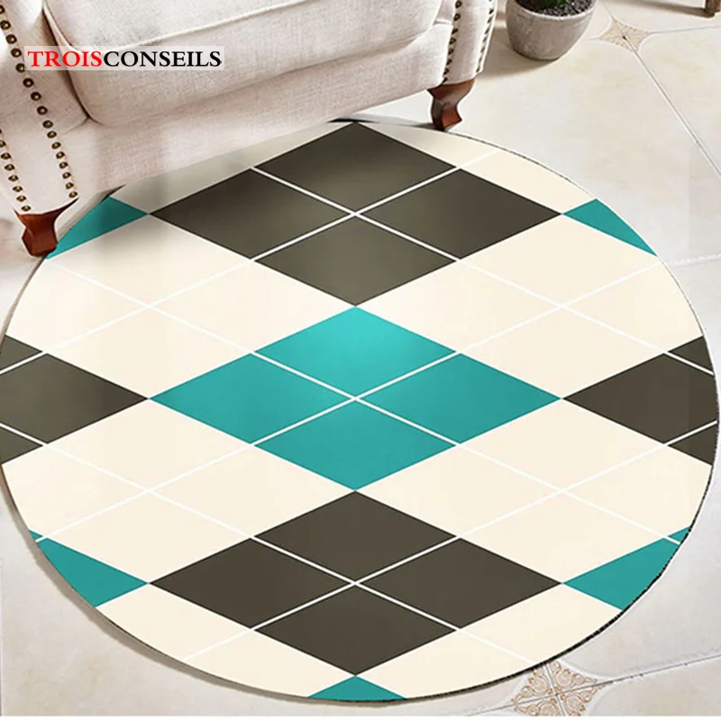 

Minimalist Lattice Round Round Carpet Rugs for Living Room Decoration Fluffy Floor Mat for Bedroom Anti Slip Home Decoration