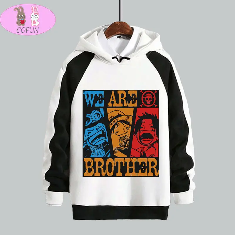 

COFUN Hot Anime One-piece Theme Hoodies Luffy Zoro Nami Sanji Law Ace Printed With Velvet Thick Men Women