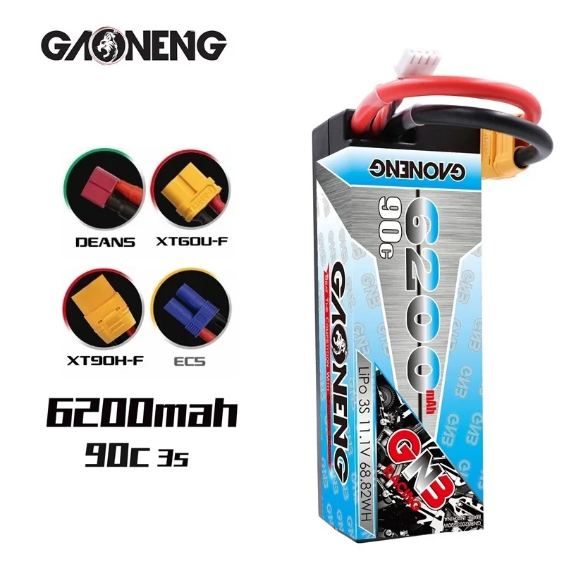 

Gaoneng GNB 6200MAH 11.1V 3S 90C Hardcase LiPo Battery Pack With XT60 Connectors T Plug for RC Car four Drive RC Car Boat