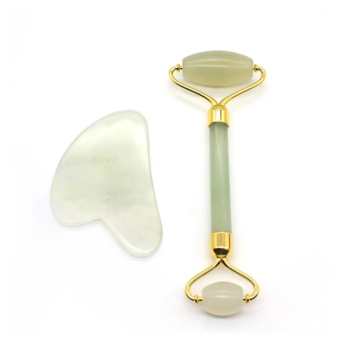 

Real Chinese Authentic Jade Roller Gua Sha Tools facial Massager Set for Face Eye Neck Massager Wrinkles Anti Aging No Squeaks