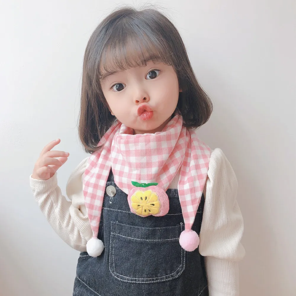 Весенние клетчатые треугольные шарфы в горошек для маленьких девочек осенне