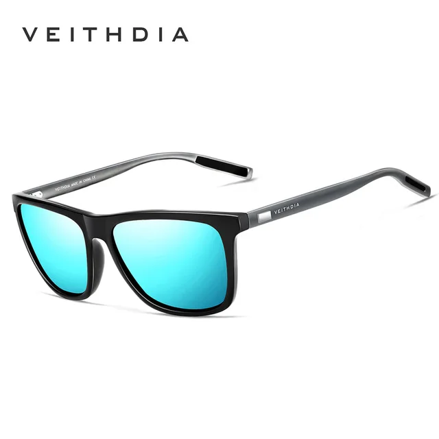 blue Бренд veithdia Мужские Винтажные Квадратные Солнцезащитные очки поляризованные UV400 Линзы Аксессуары Солнцезащитные очки для мужчин V6108 - Цвет линз: blue