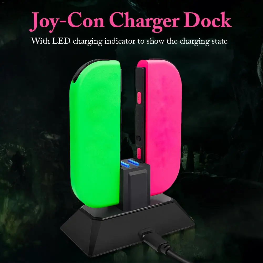 2 в 1 геймпад Зарядное устройство Док-станция для NS Switch Joy-Con& Pro геймпад контроллер зарядная подставка с типом C светодиодный зарядная док-станция