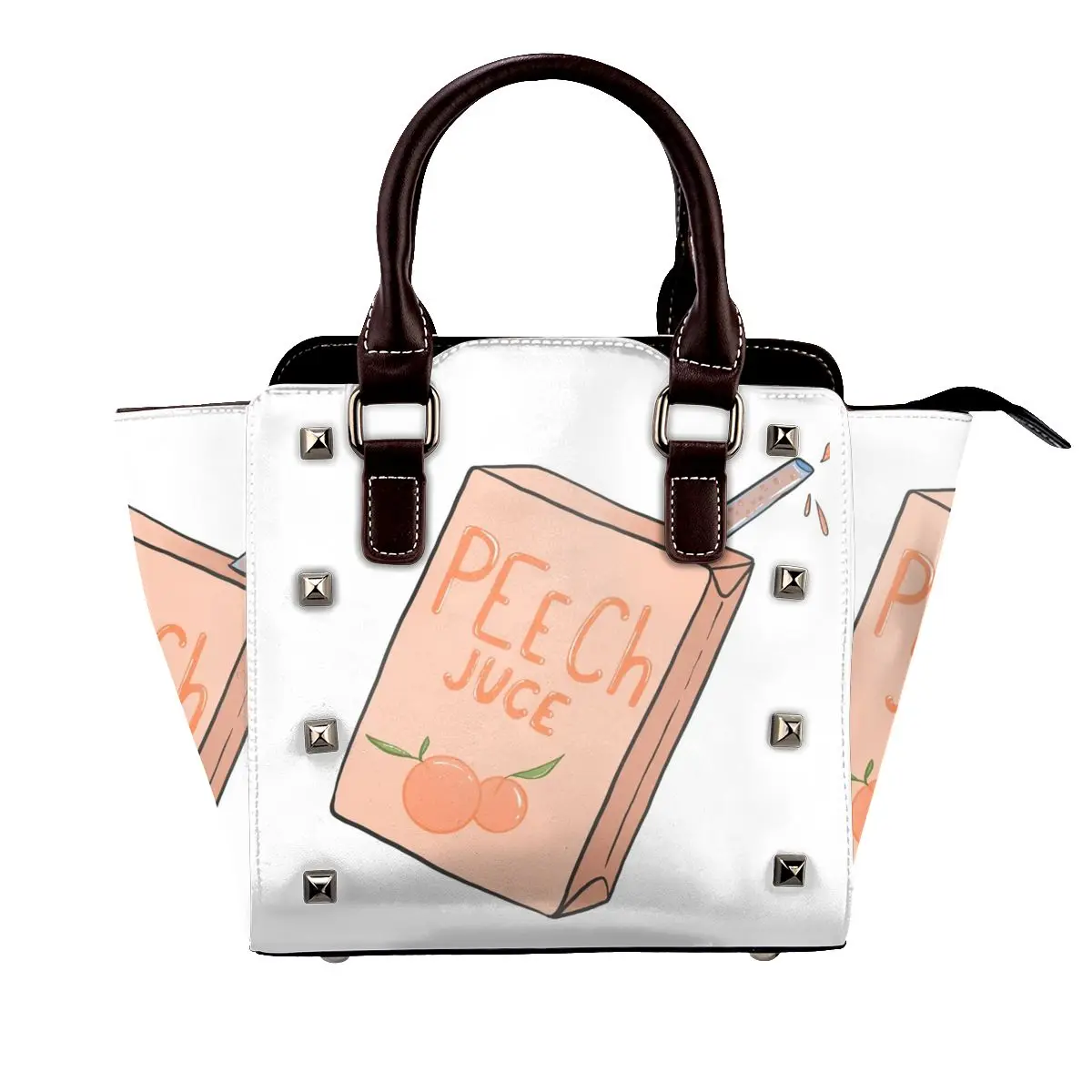 

Peach Juice Shoulder Bag Drink Peachy Female Fashion Handbag Vintage Leather Streetwear Bags