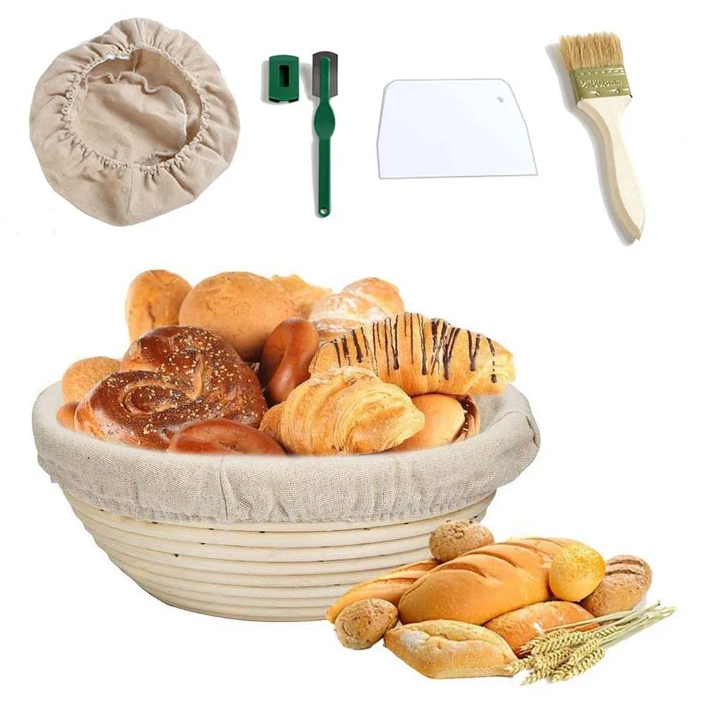 

Bread Proofing Basket Set Rattan Fermented Bread Basket Baguette Proofing Basket Kit Bread Basket With Linen Cloth Scraper Brush