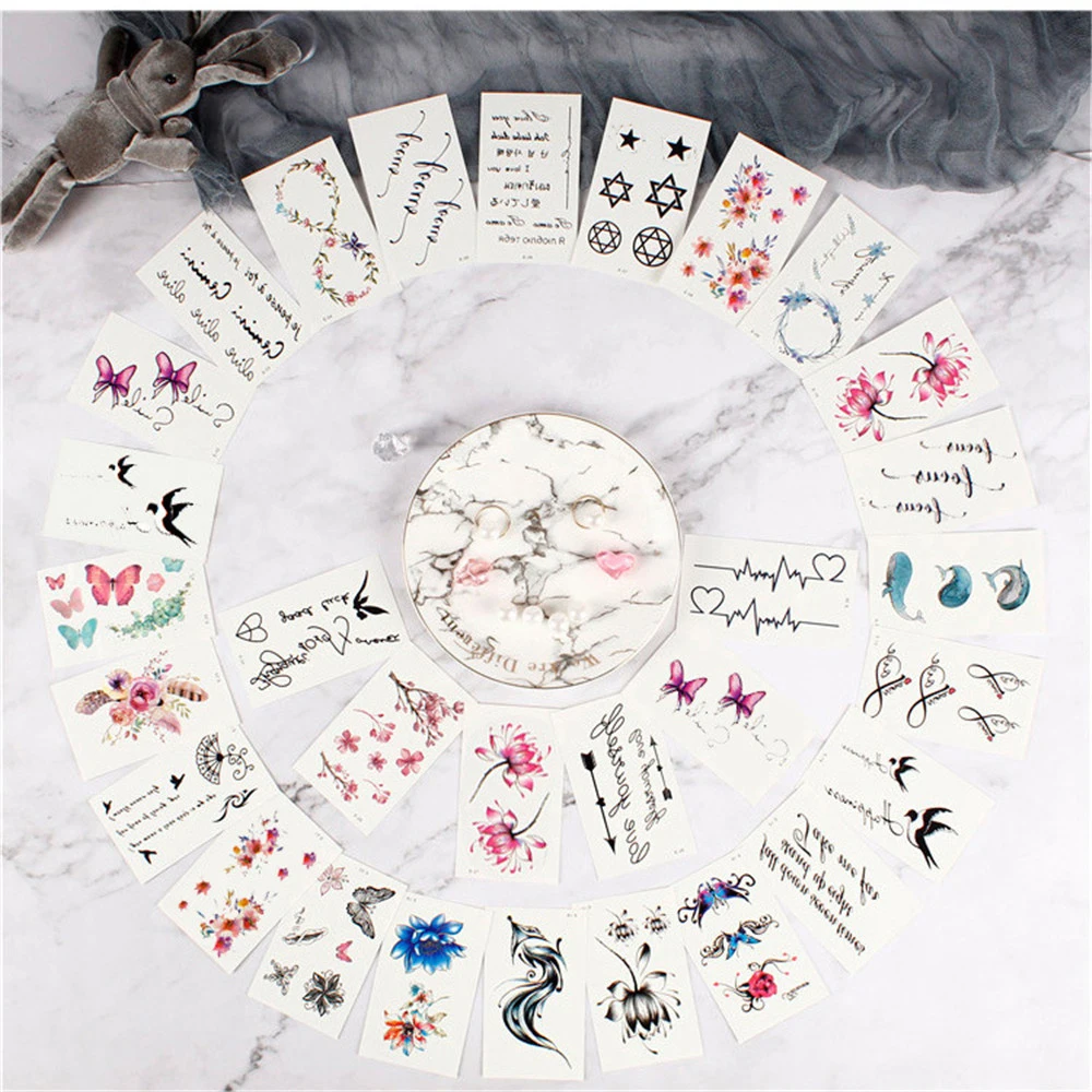 30 моделей/упаковка долговечные водонепроницаемые временные тату наклейки