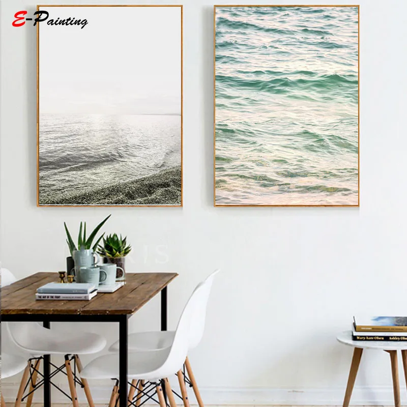 Современная Картина на холсте пастельные стены искусство пляж океан береговая