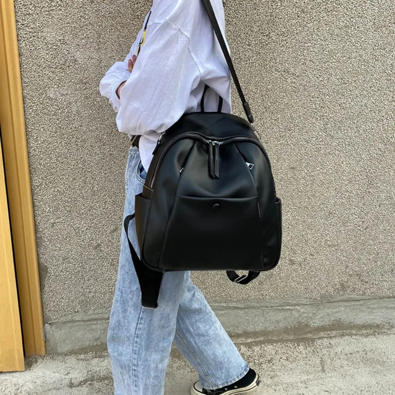 

Fashion Ladies Backpack Pu Leather Solid Color Backpack Large Capacity Anti-Theft Backpack Travel Backpack