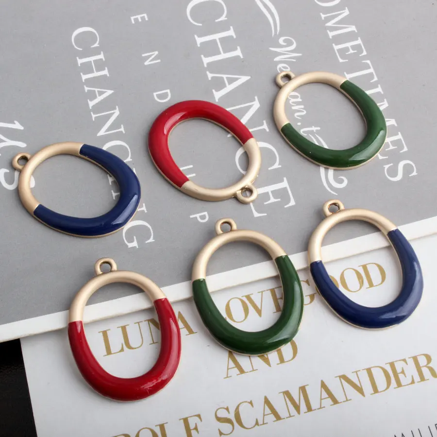 10 шт./лот Овальный Кулон полузолотого цвета элегантные круглые эмалевые Подвески