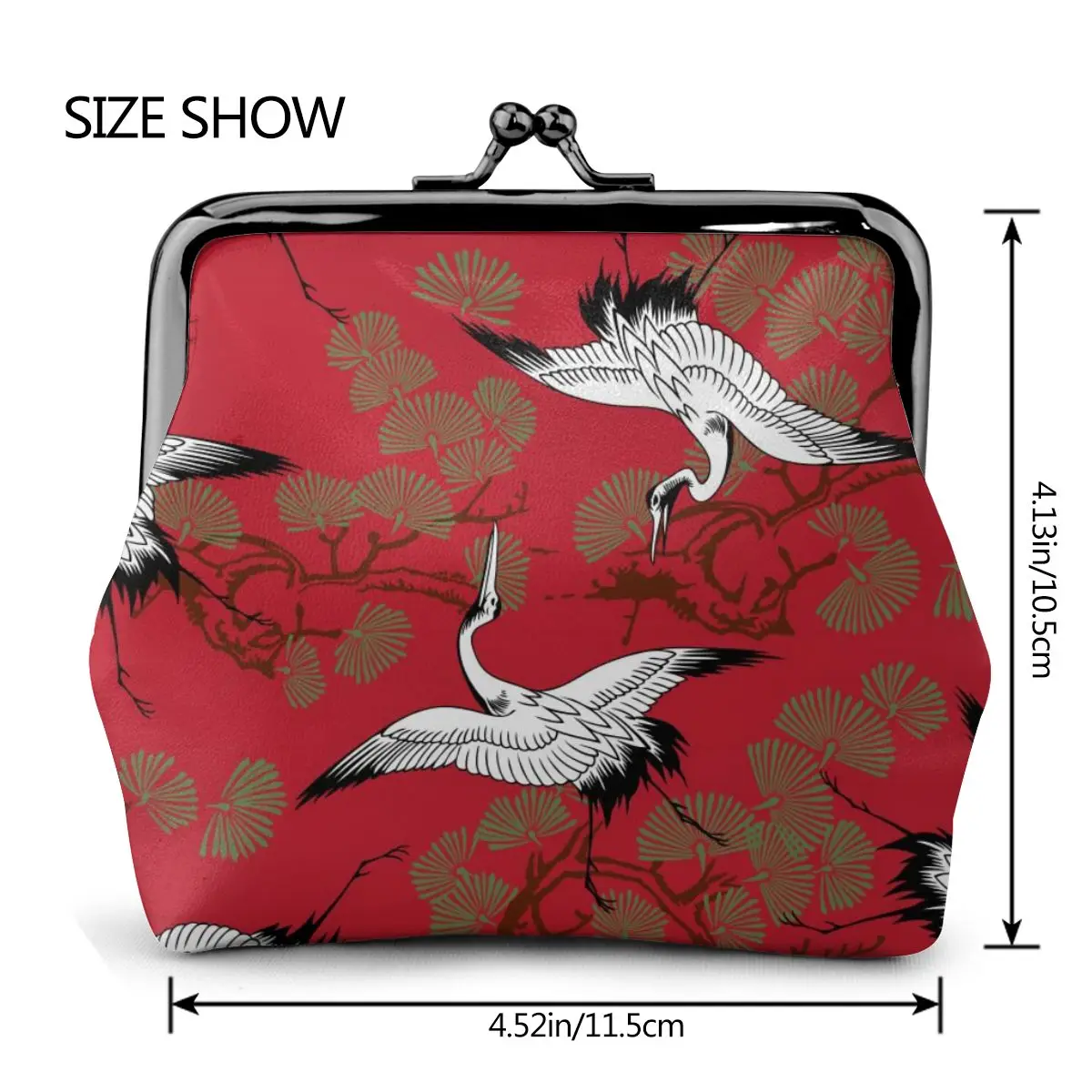 

OLN Women Coin Purse Card Holder Wallet Japanese Crane Metal Frame Change Purse For Girls Small lipstick Coin Bag