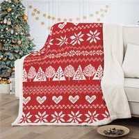 red christmas throw blanket snowflake tree warm plush sherpa fleece xmas new year blankets for kids child boy bed sofa couch car