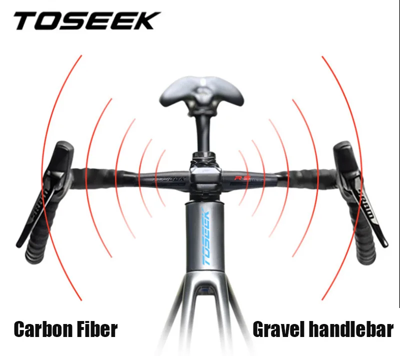 Gravel Bike Handlebar TOSEEK Carbon Exotropism Bar 30 Degree 31.8mm Cyclocross Road 400/420/440mm Matte Black enlarge