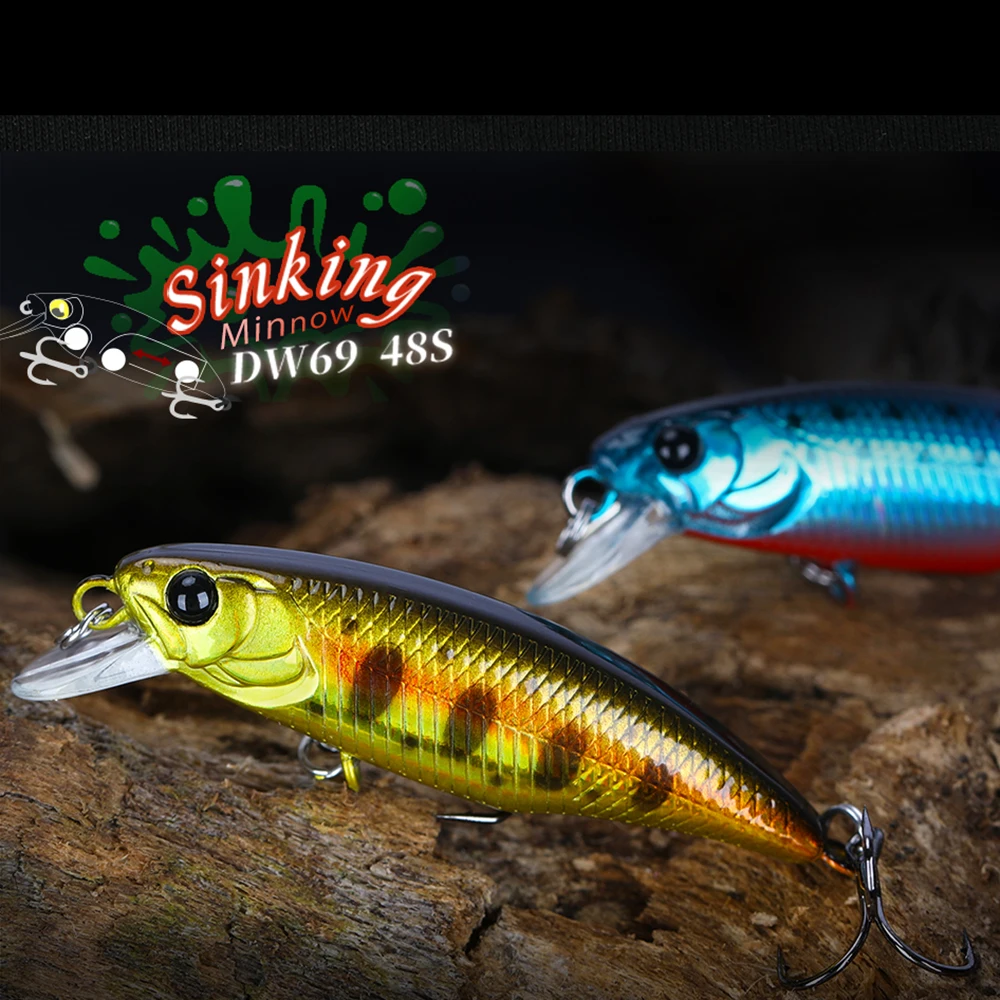 TSURINOYA DW69 3 3g медленно тонущие приманки Minnow 48 мм воблер приманка жесткая рыболовные