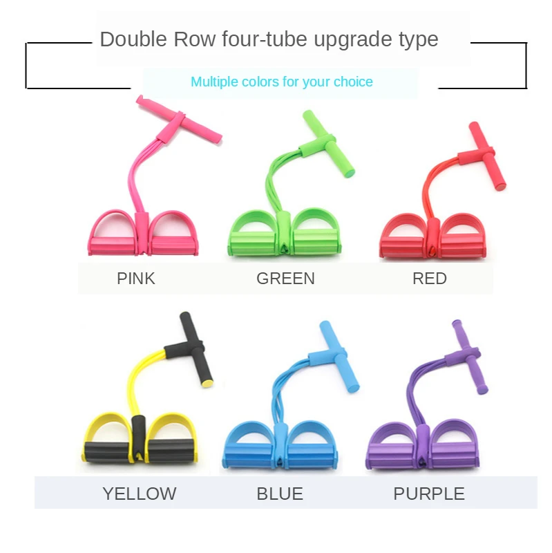 Tension Rope 4 Tube Puller Pedal Ankle Abdominal Exerciser Elastic Sit Up Pull Home Gym Yogo Pilate Fitness Body Shaping | Спорт и