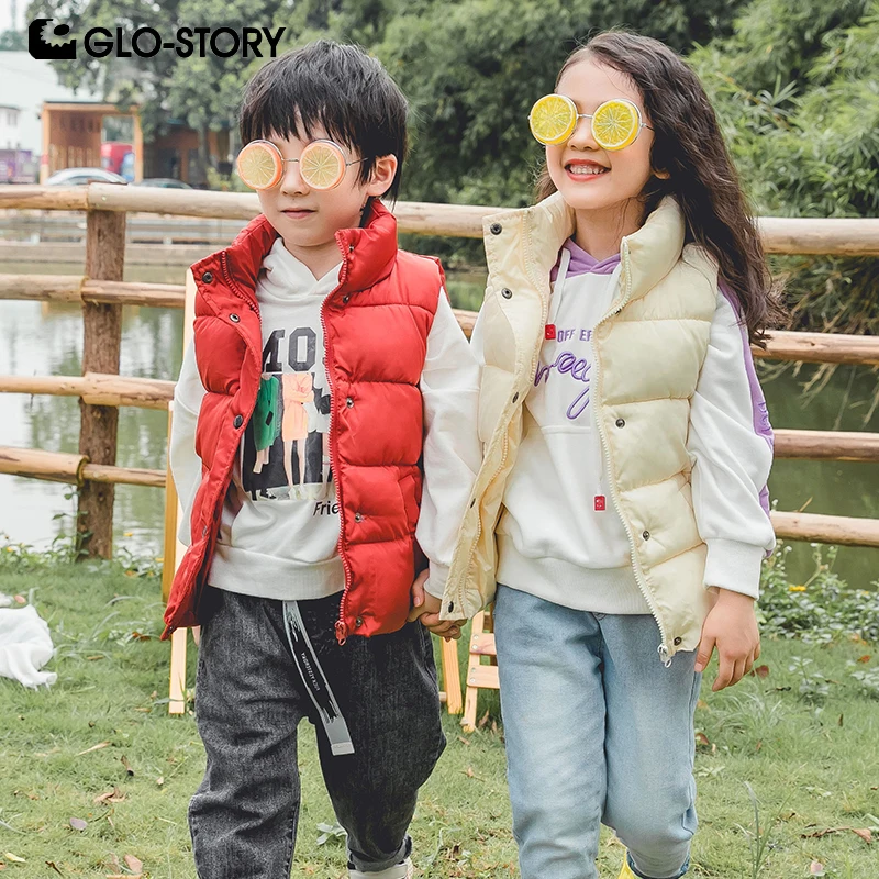 GLO-STORY повседневная детская теплая куртка жилет для девочек и мальчиков детские
