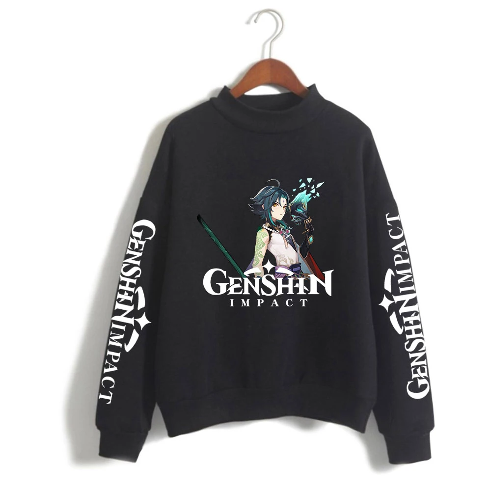 

Anime Game Genshin Impact Print Girls Turtleneck Sweatshirt Womens Sweatshirt Streetwear Ladies Autumn and Winter Clothes Tops