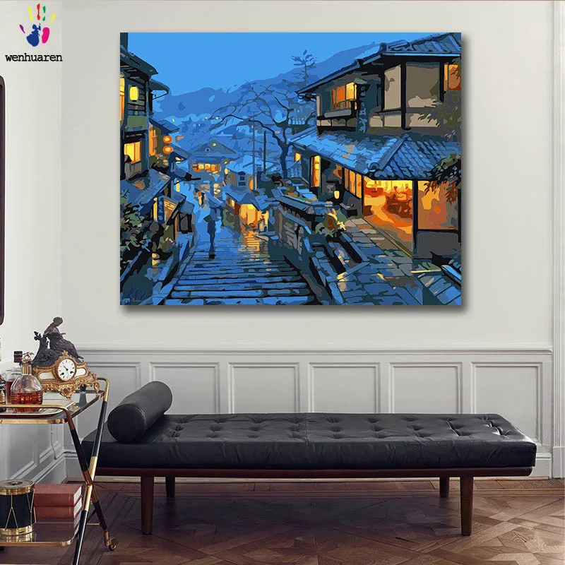 DIY Раскраска по номерам беспилотные уличные картины пейзаж холст один кусок 50x40