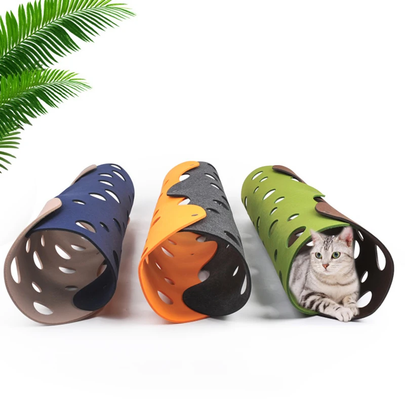 

Cat Tunnel Felt Multiple Tracking Holes DIY Combination Play Tunnels Indoor Outdoor Training Interactive Fun Toy For Cats