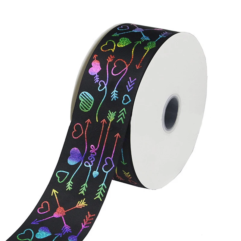 5yards/lot Laser Colorful Grosgrain Ribbon for Gifts Bouquet Wrapping Bow DIY Supplies Home Wedding Party Decor Ribbons | Дом и сад