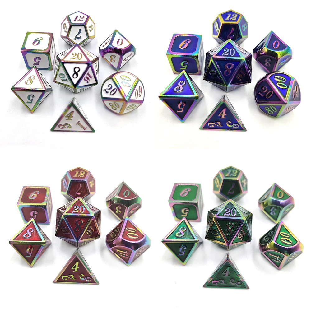 7 шт./лот набор костей DND многоцветные металлические кубики D & D4 D6 D8 D10 D12 D20