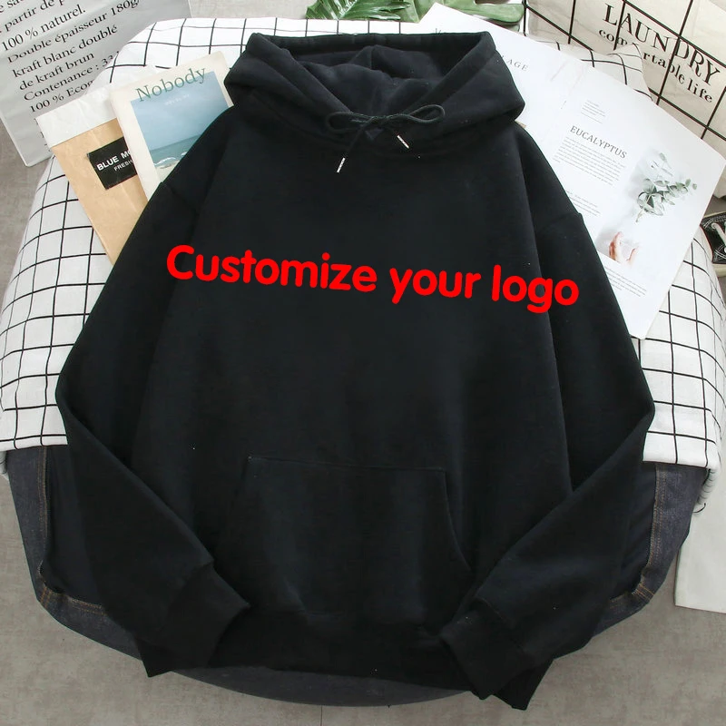 

Mens/Woman Solid 2021 New Hoodie Oversize Customize Your Logo Fashion Pullovers Female Casual Long Sleeve Tops K-pop Clothing