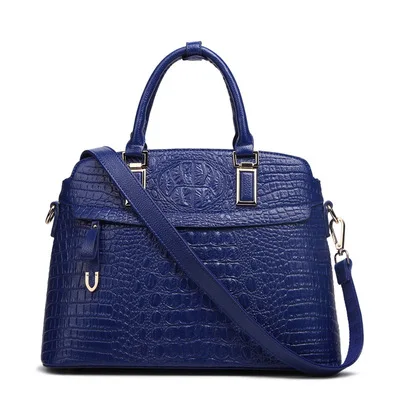 Сумка крокодиловая женская из экокожи модный саквояж на плечо брендовая