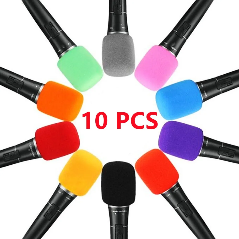 

10 Pcs Handheld Microphone Cover Windscreen Candy Color Sponge Foam Studio Protective Replacement Mic Covers For KTV Karaoke