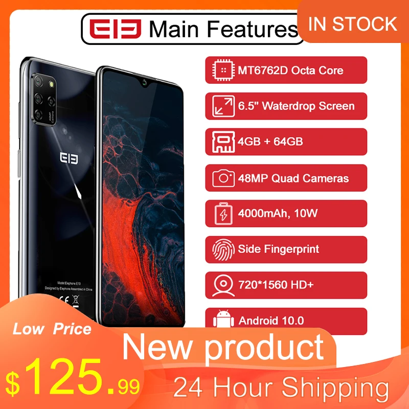 ELEPHONE E10 смартфон с восьмиядерным процессором 4 ГБ 64 6 5 дюйма камеры 48 МП основная