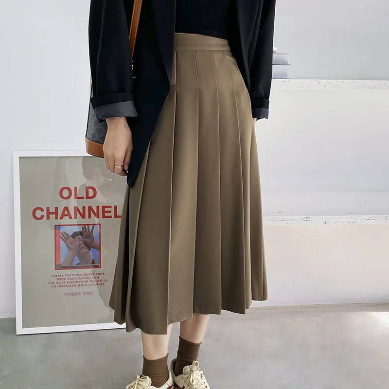 

Skirts Women Midi Pleated Daily Solid BF Casual All-match Students Simple Fashion Oversized Popular School Girls Harajuku Sweet