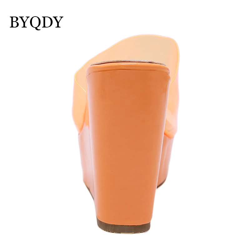 BYQDY/женские босоножки на платформе и высоком каблуке Прозрачные сандалии из ПВХ