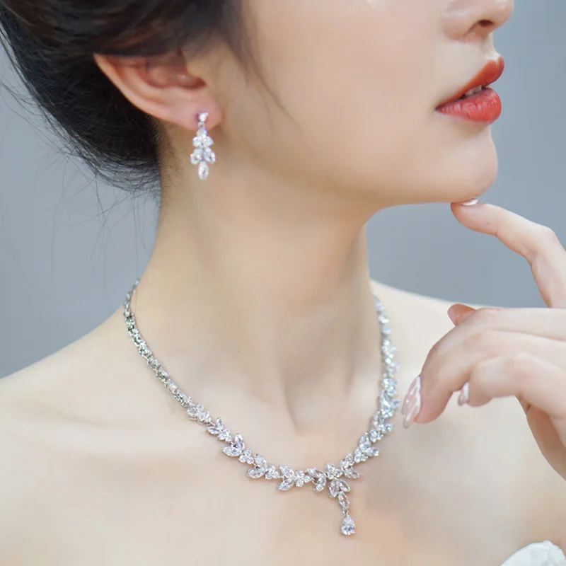 Роскошные свадебные серьги подвески Pera большой цветок ожерелье браслет и кольца