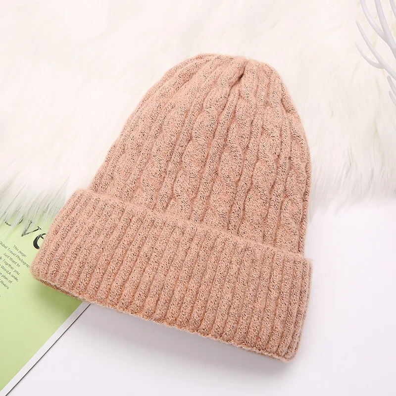 Зимняя вязаная шапка KENSHELLEY шерстяная в Корейском стиле с плюшевой подкладкой