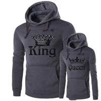 new fashion casual hoodies sweatshirt couples hooded pullover hoodies print king queen autumn and winter tops