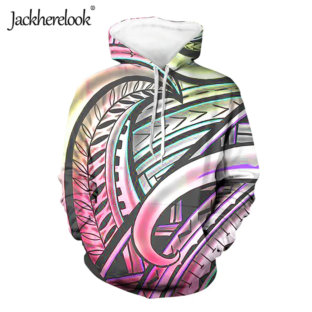 

Jackherelook Gradient Polynesian Tattoo Print Autumn Loose Long Sleeve Oversize Sweatshirt Fashion Ladies Pullover Hoodies Mujer