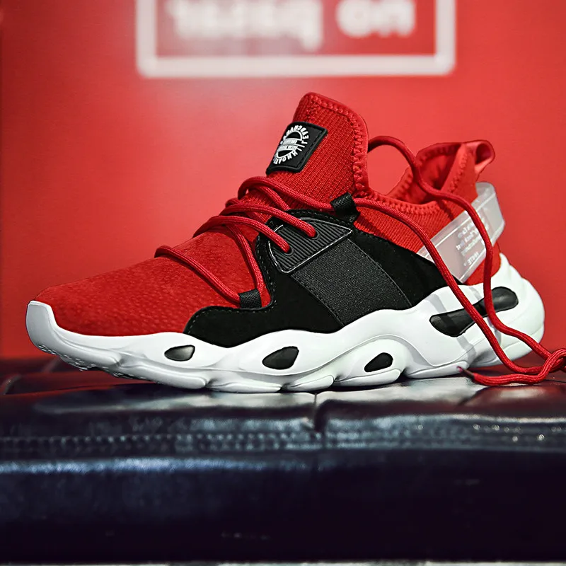 Мужские кожаные кроссовки ZUFENG дышащая обувь для бега на толстой подошве