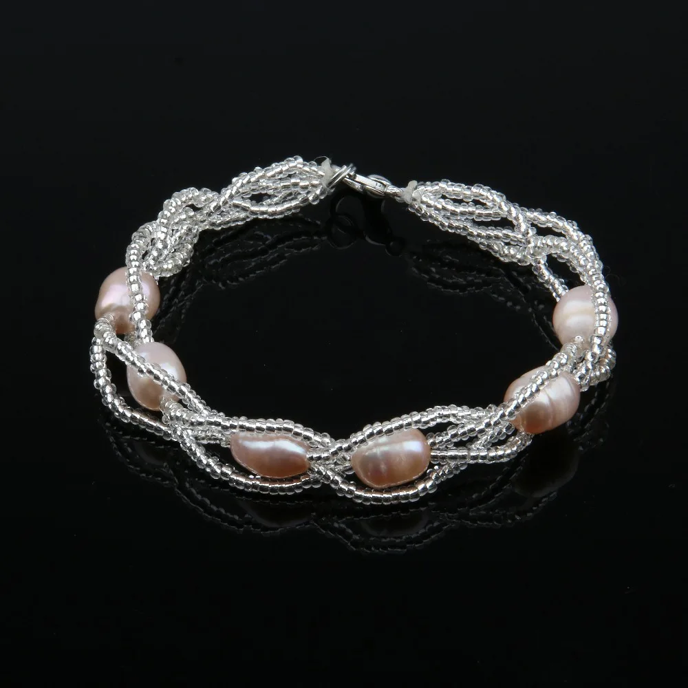 Женские браслеты из натурального пресноводного жемчуга 7-8 мм | Украшения и