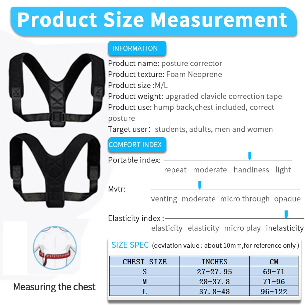 Корректор осанки медицинский поддерживающий пояс для ключицы взрослых и детей