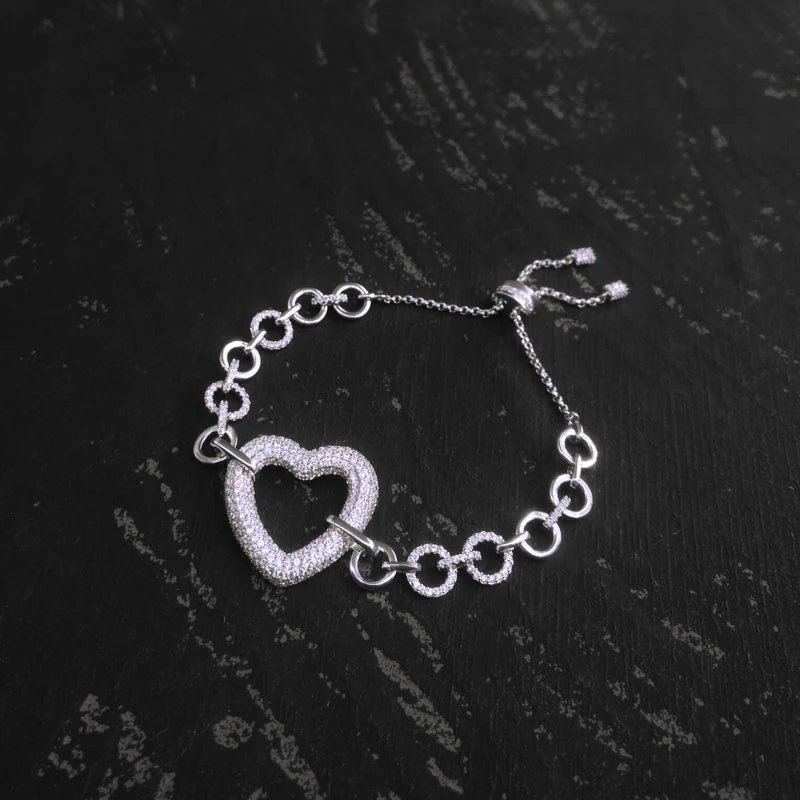 hot 925 silver necklace female couple clavicle chain gift crystal heart hoop bracelet luxury brand monaco jewelry earrings free global shipping