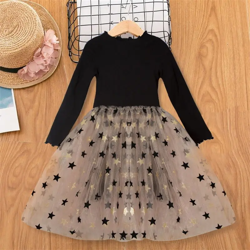 3 Новинка; vestido infantil; Детские платья для девочек; осенняя одежда с длинными рукавами; детское праздничное платье принцессы; зимний костюм со звездой - Цвет: 3