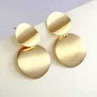 Уникальные геометрические круглые золотые Висячие серьги для женщин, модные металлические подвесные Винтажные серьги, Модная бижутерия в подарок