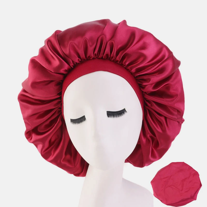 Новая женская Атласная шапочка большого размера с красивым принтом шелковая
