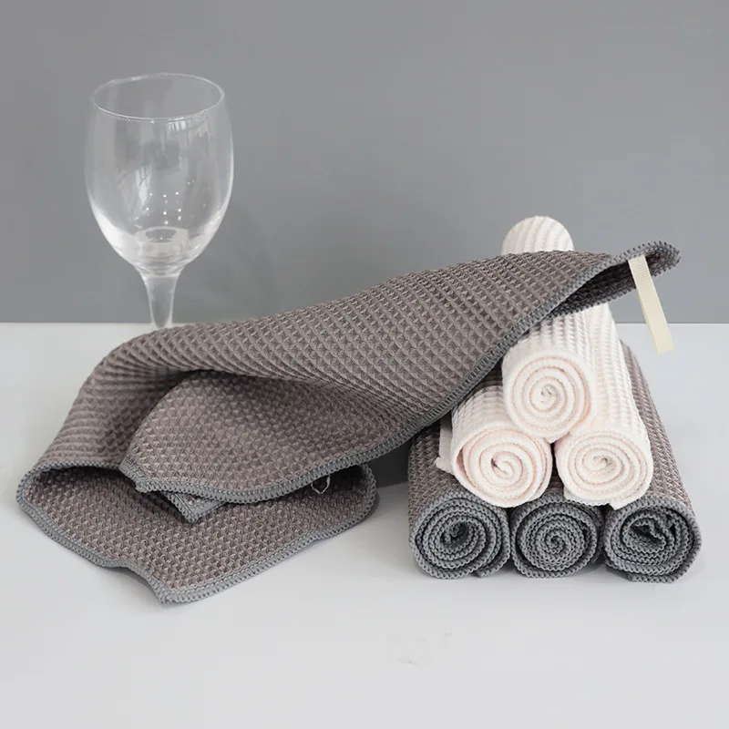 Вафельная ткань для чистки толстое Впитывающее быстросохнущее стекло салфетка
