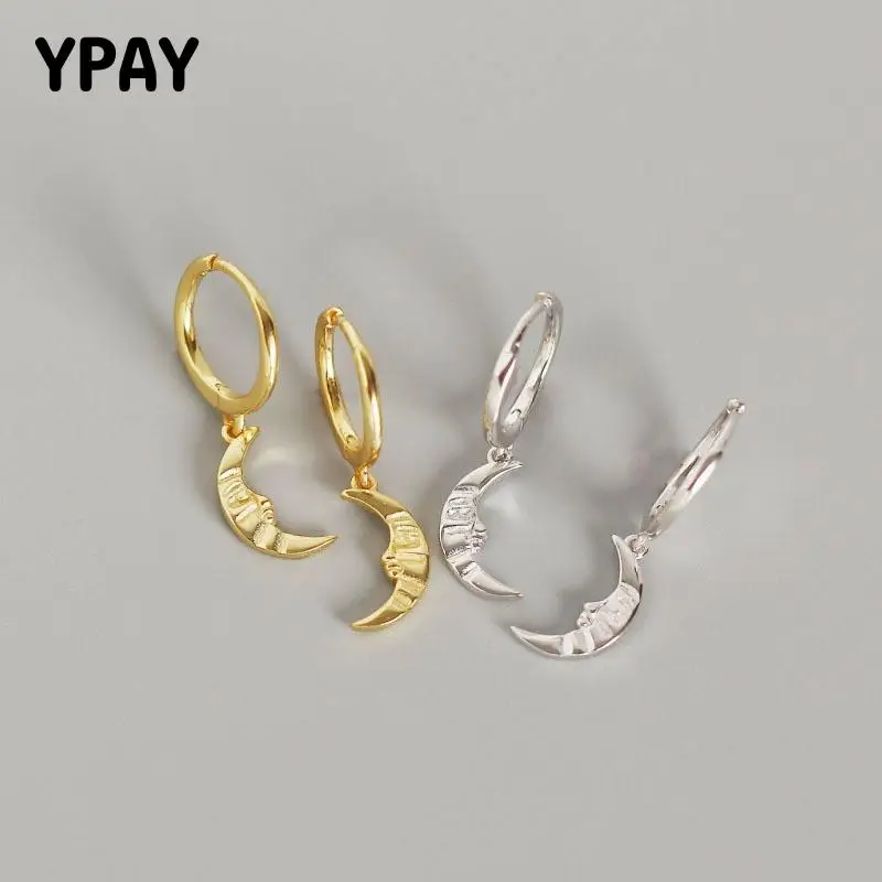 

YPAY 100% твердые 925 стерлингового серебра Малый Висячие серьги для женщин в стиле барокко Стиль Луна Подвески Серьги Ювелирные украшения Новый...