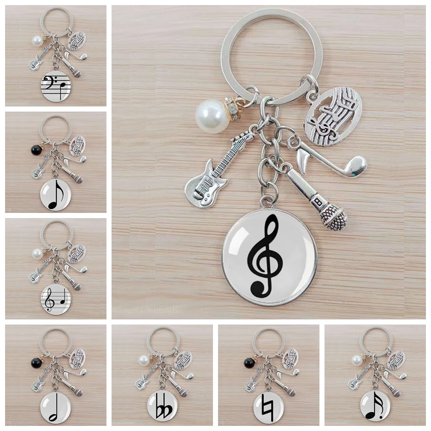 Музыкальный инструмент фортепианная нота символ цепочка для ключей брелок sharp