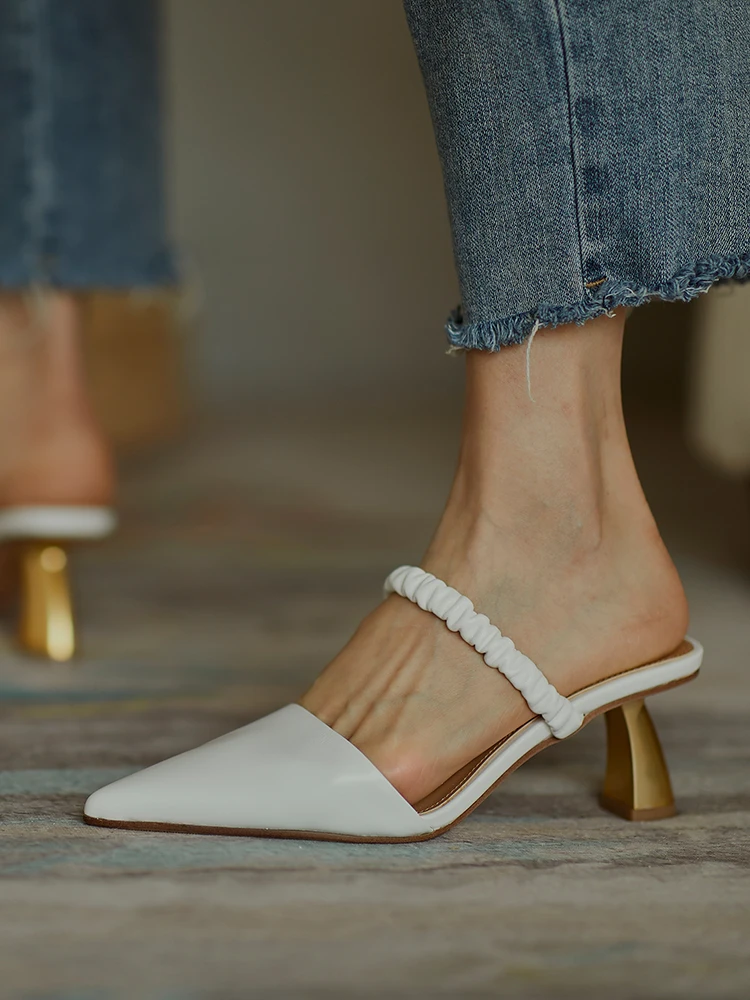 Туфли-лодочки женские с острым носком пикантная обувь кожаные вечерние