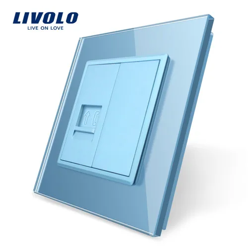 Telephone Socket Livolo Роскошный настенный сенсорный датчик переключатель, выключатель света, выключатель питания, Хрустальное стекло, розетка питания, многофункциональные розетки, бесплатный выбор - Цвет: Telephone Socket