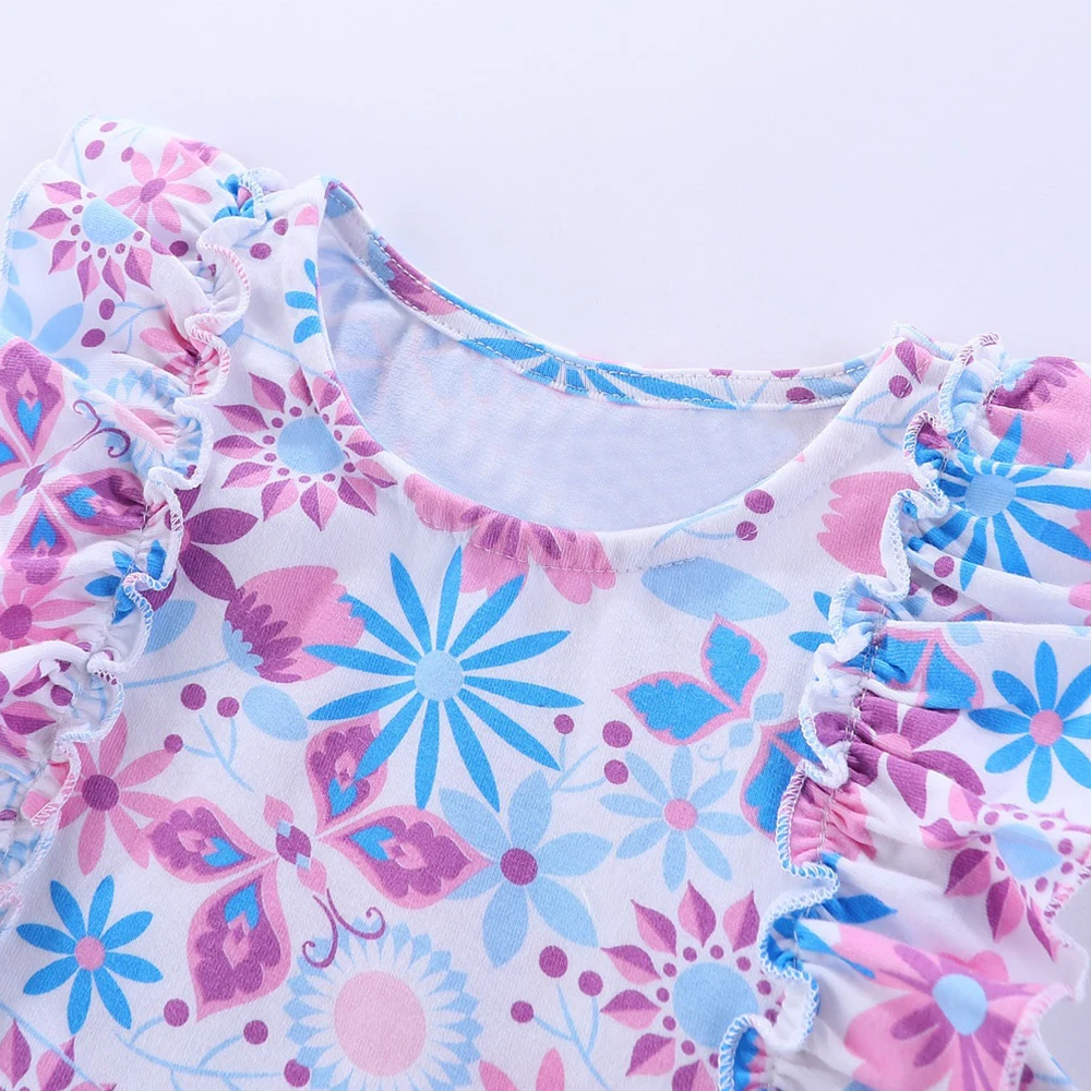 Летнее плиссированное платье с круглым вырезом и цветочным принтом | Детская