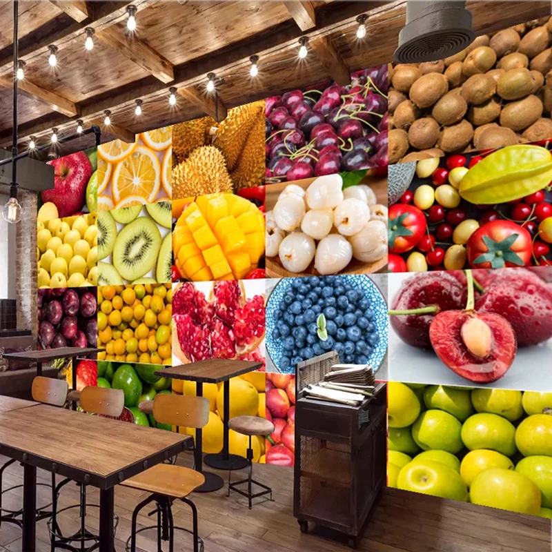 Фото на заказ 3D зеленые свежие фрукты оранжевый груша яблоко настенная живопись