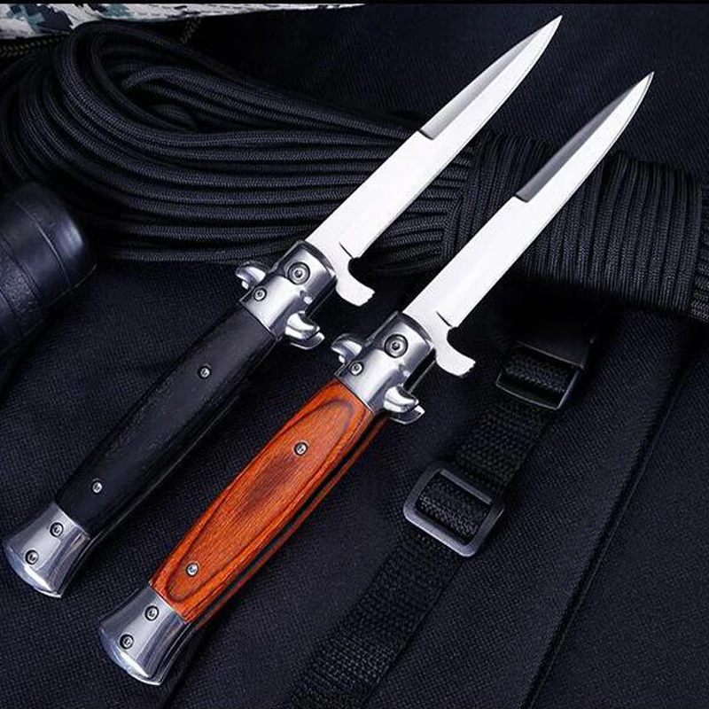 

Military Knife Hunting Tactical Folding Blade Knife 440 Steel Blade +Woodle Handle Survival Pocket Knife Camping Knives EDC Tool